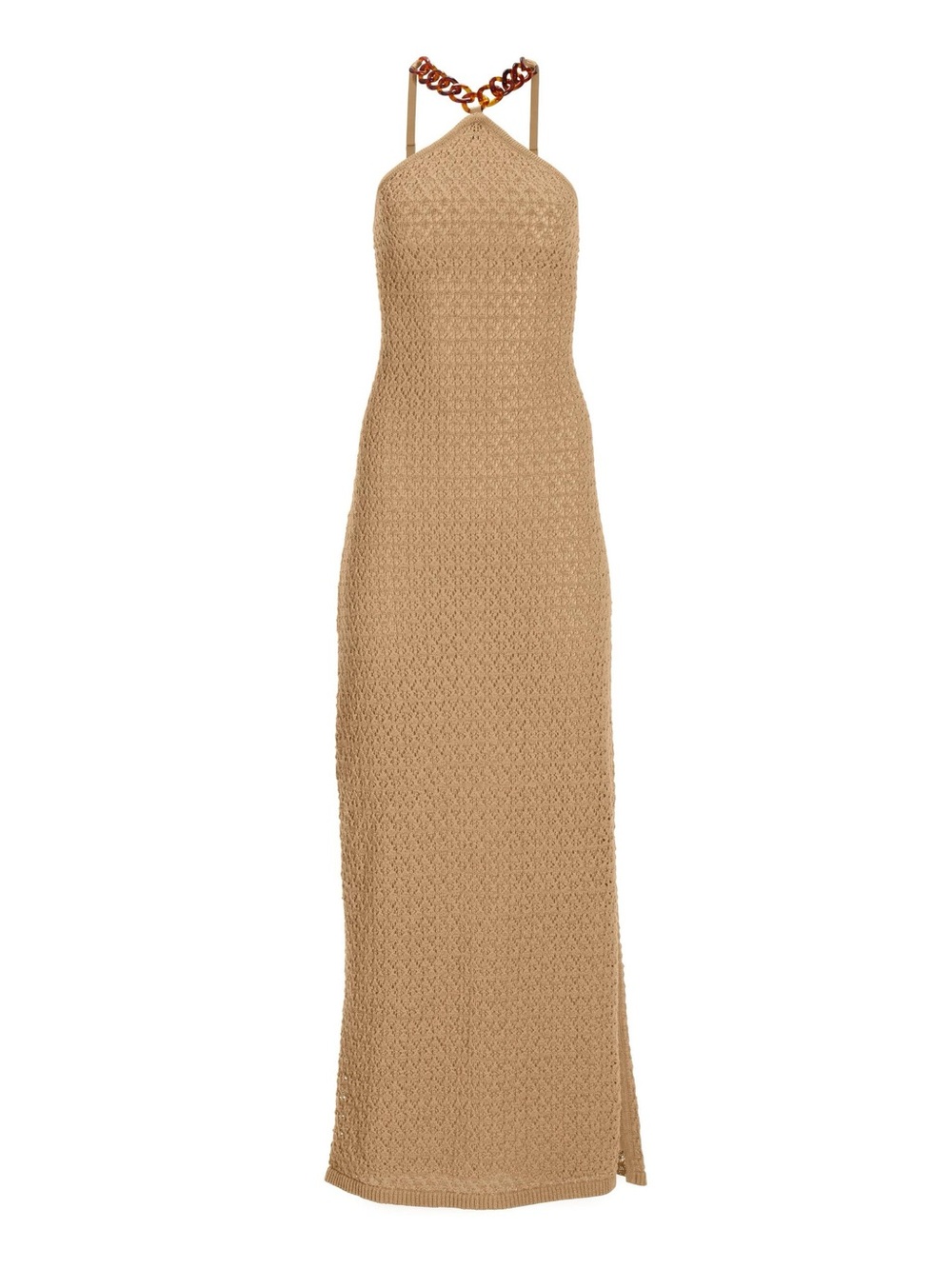 Boston Proper
Chain Detail Crochet Halter Maxi Dress in Tan Size S
